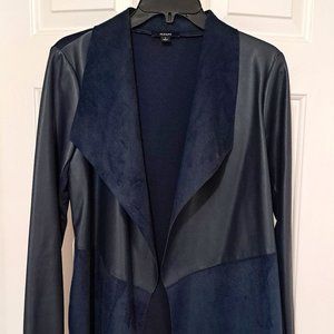 Alfani Women's Navy Blue Mixed Media Drape Front Lightweight Blazer